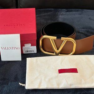 VALENTINO REVERSIBLE VLOGO SIGNATURE BELT IN GLOSSY CALFSKIN